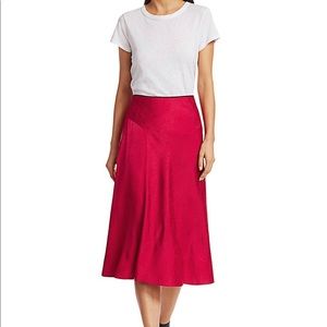 NWT LETTI SATIN CASUAL MIDI SKIRT RED S